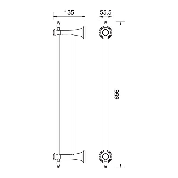 ANTICA towel rail double 600 mm