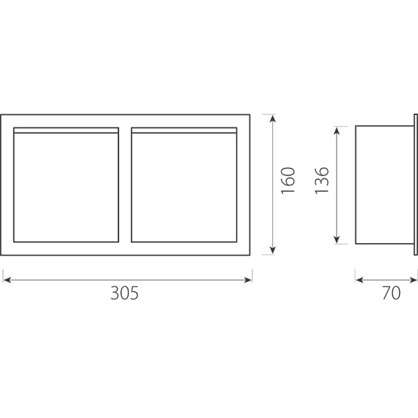 Recessed toilet paper double holder