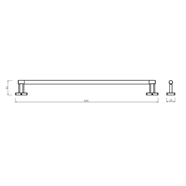 GRETA towel single rail 600 mm