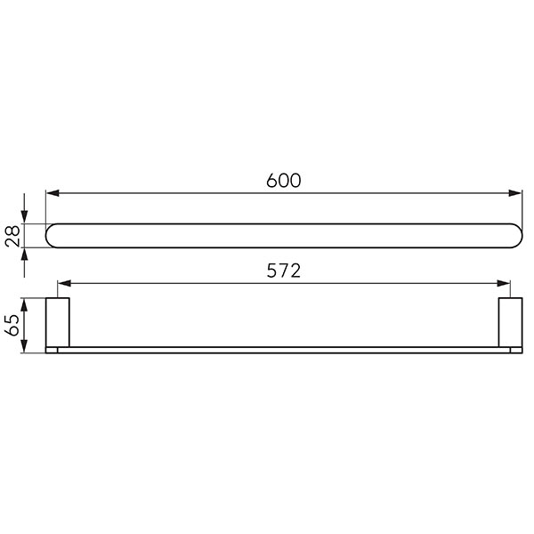 Nostris - towel rail single 600 mm, black