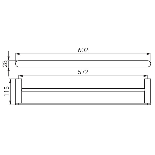 Nostris - towel rail double 600 mm, chrome