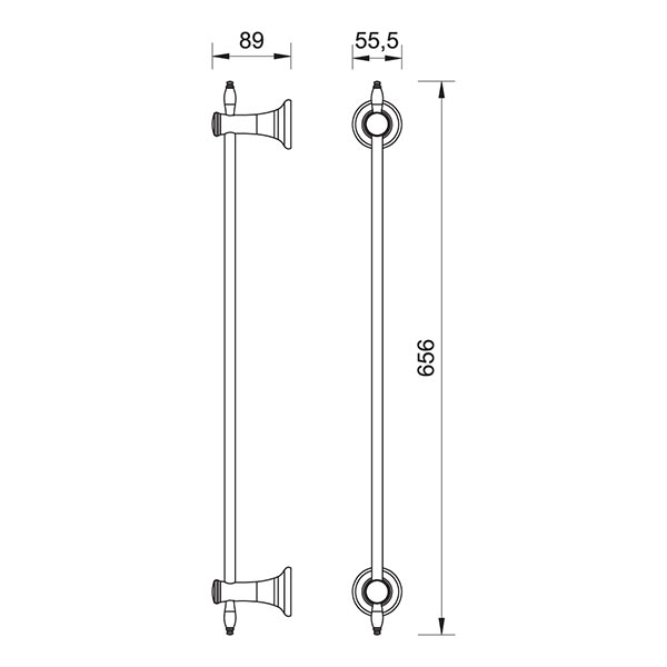 RETRO single towel rail 600 mm