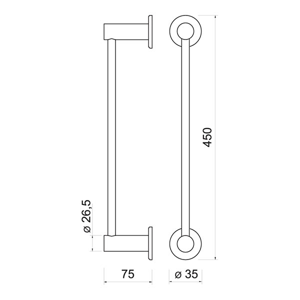 SMILE single towel rail 450 mm