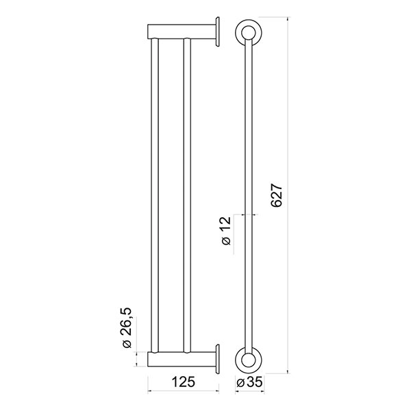 SMILE double towel rail 600 mm