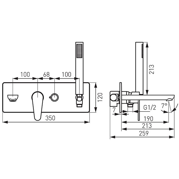Algeo - Built-in bath mixer, chrome