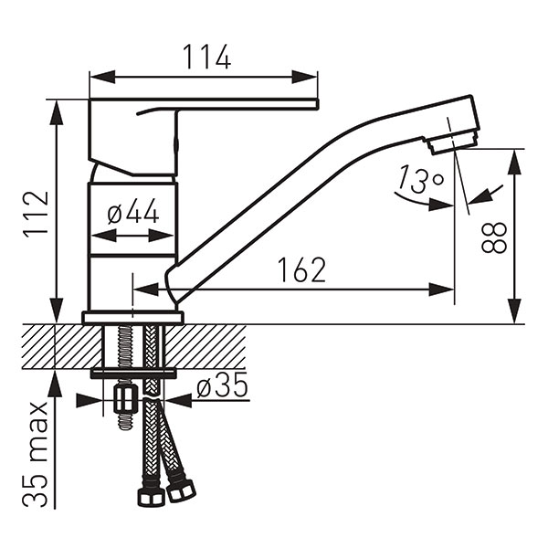 Algeo - Standing washbasin mixer with swivel spout, chrome