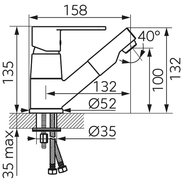 Algeo - washbasin mixer with pull-out spout