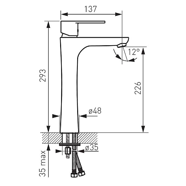 Algeo Black - standing counter washbasin mixer