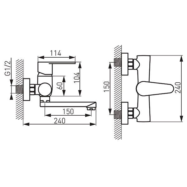 Algeo - Wall-mounted washbasin mixer, chrome