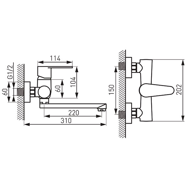 Algeo - Wall-mounted sink mixer, chrome