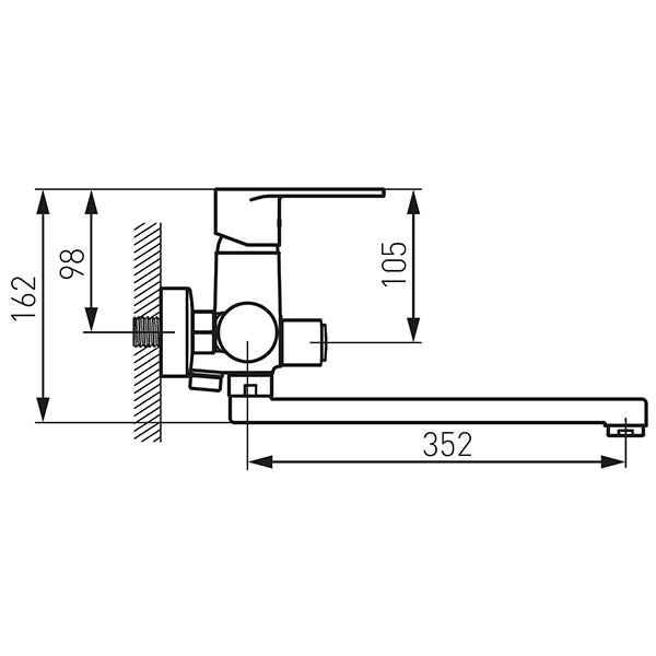 Algeo - Wall-mounted bathtub/wasbasin mixer with shower connection, chrome