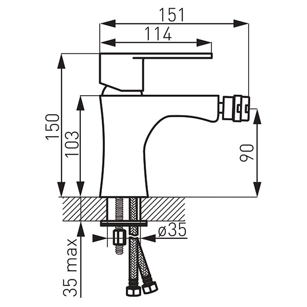 Algeo - Bidet standing mixer, chrome