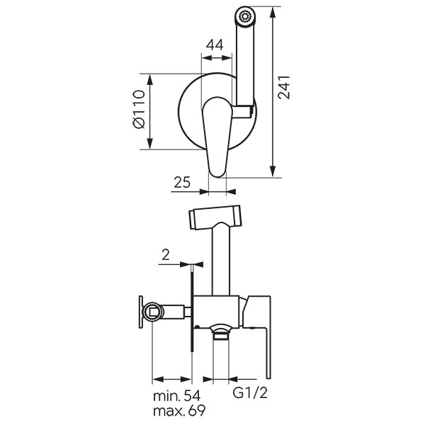 Algeo - Built-in bidet mixer, chrome
