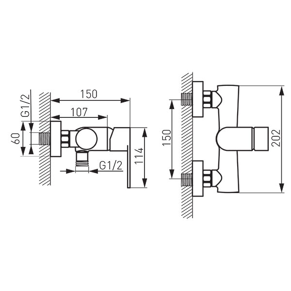 Algeo Black - Wall-mounted shower mixer, black