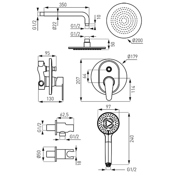 Algeo Set - shower set with rainfall and mixer