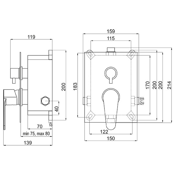 Algeo - built-in shower mixer - box kit 2F