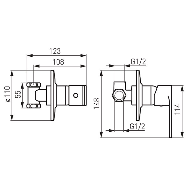 Algeo - build in 1-function shower mixer