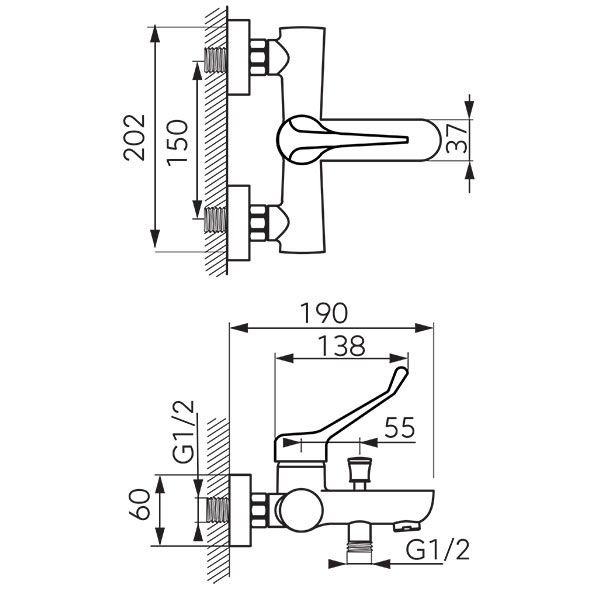 Algeo Medico - wall-mounted bath mixer