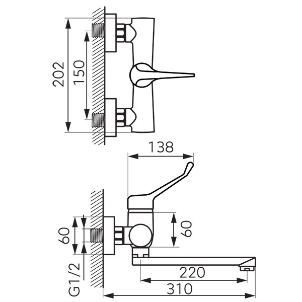 Algeo Medico - wall-mounted sink mixer