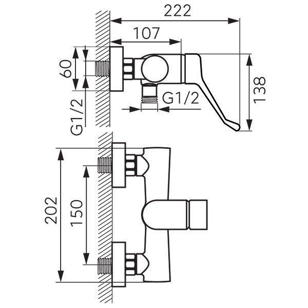 Algeo Medico - wall-mounted shower mixer