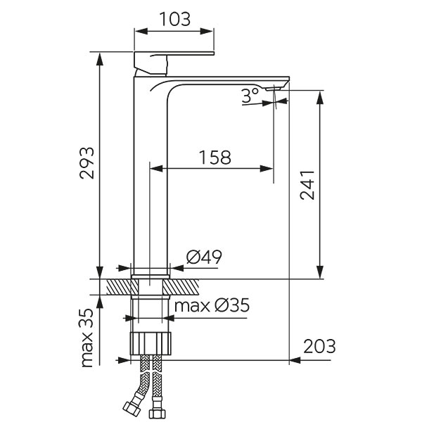Talassa - Standing countertop washbasin mixer, chrome
