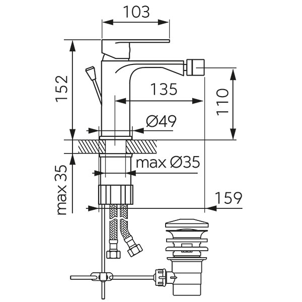 Talassa - Bidet standing mixer, chrome