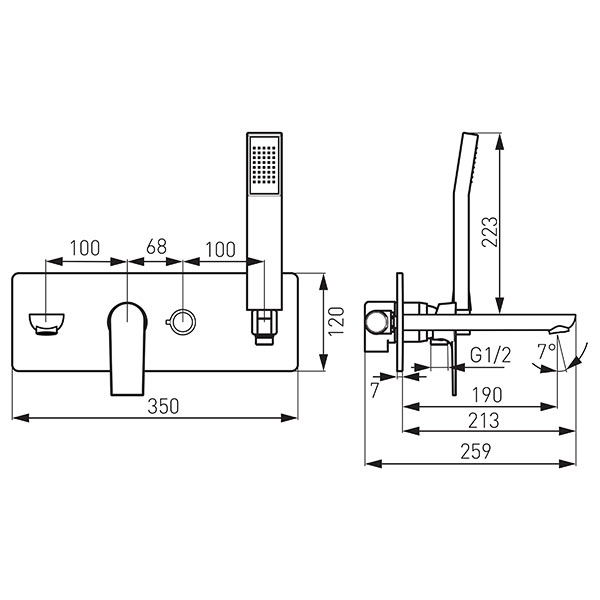 Algeo Square - Built-in bath mixer, chrome