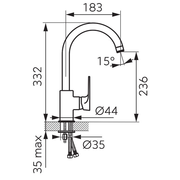 Algeo Square - Standing sink mixer, chrome