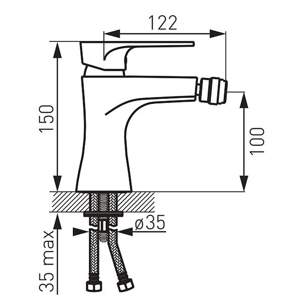 Algeo Square - Bidet standing mixer, chrome