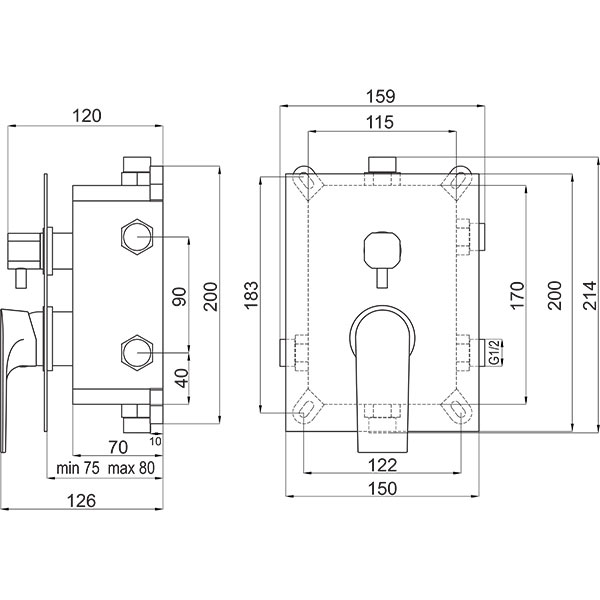 Algeo Square - built-in shower mixer - box kit 3F