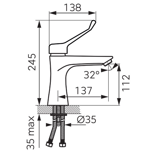 Algeo Square Medico - standing washbasin mixer