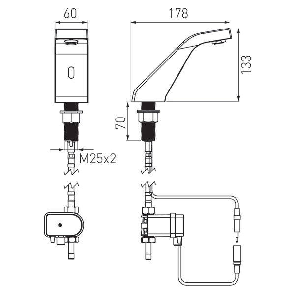 Sirocco Sensor touchless washbasin standing mixer