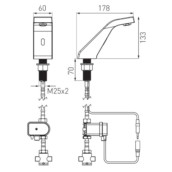 Sirocco Sensor Pre-Mixed touchless washbasin standing mixer