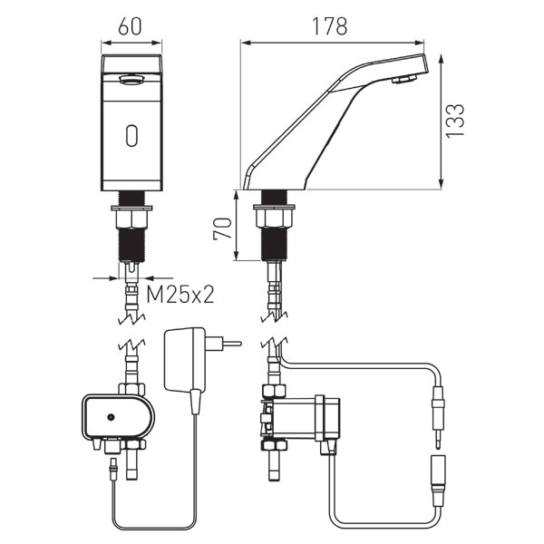 Sirocco Sensor Power-Safe touchless washbasin standing mixer