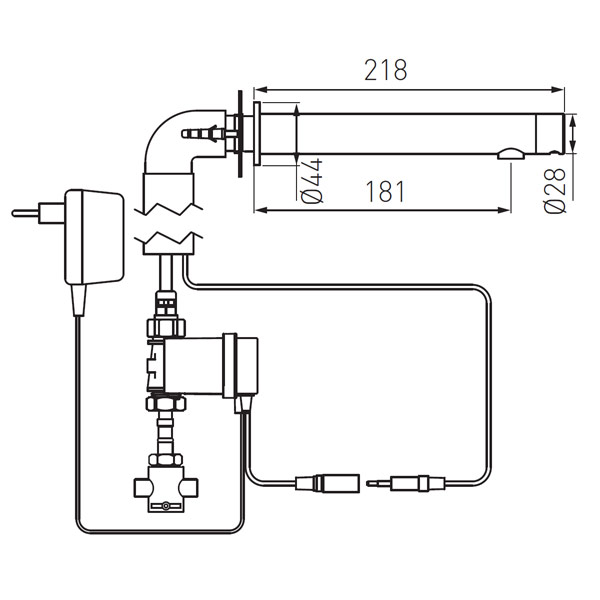 Bora Sensor Power-Safe Pre-Mixed - electronic wall mounted faucet with external mixing valve