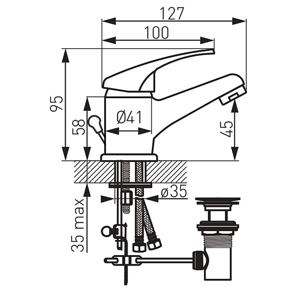 Basic - Standing washbasin mixer, chrome