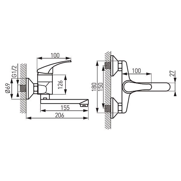 Basic - wall-mounted washbasin mixer