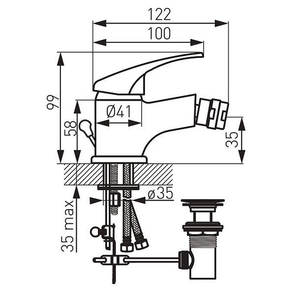 Basic - Bidet standing mixer, chrome