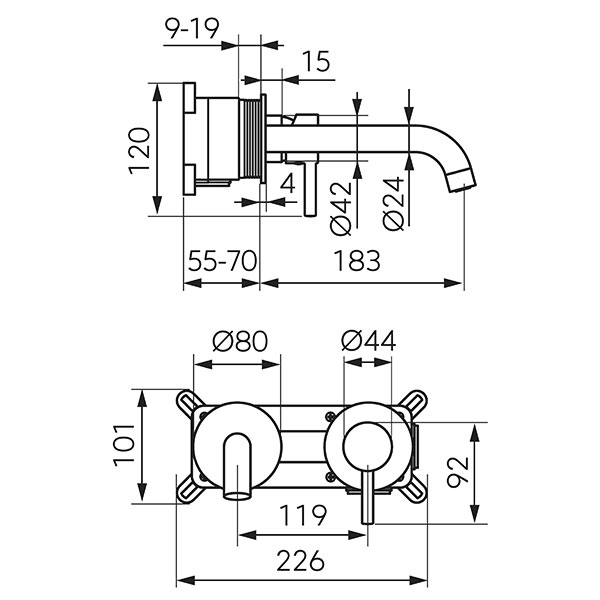 Ciriculus - Concealed washbasin mixer, brushed gold