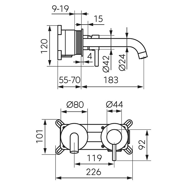 Ciriculus - Concealed washbasin mixer, gun metal