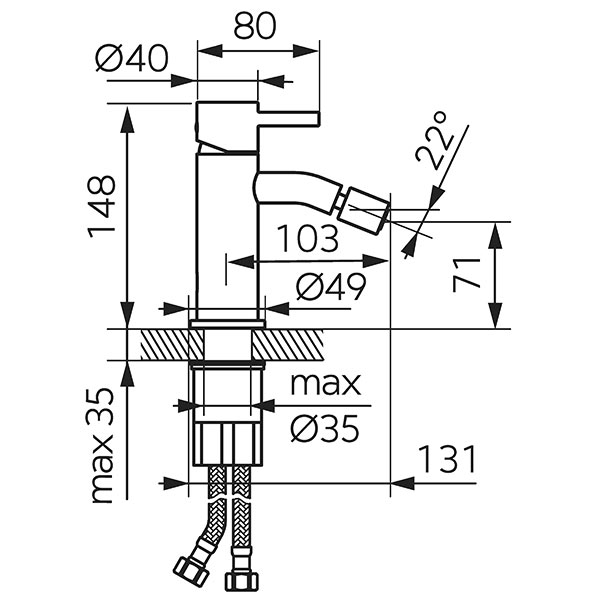 Ciriculus - Bidet standing mixer, gun metal