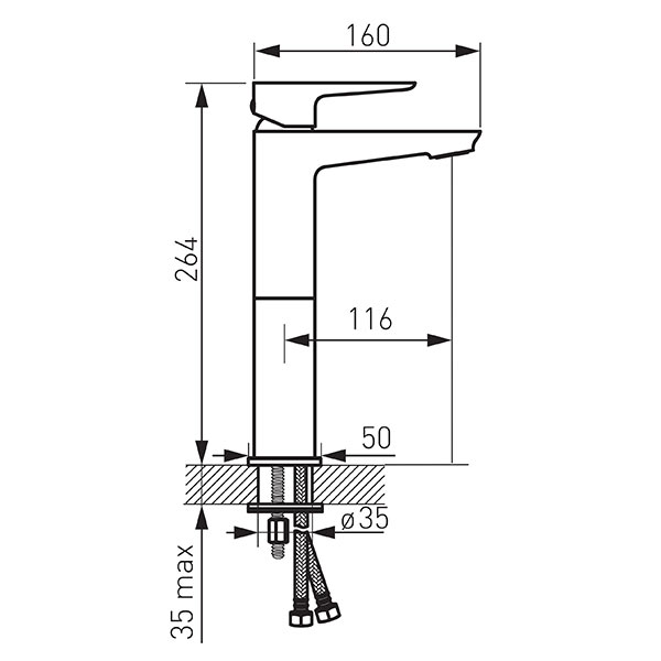 Adore Black/Chrome - standing counter washbasin mixer