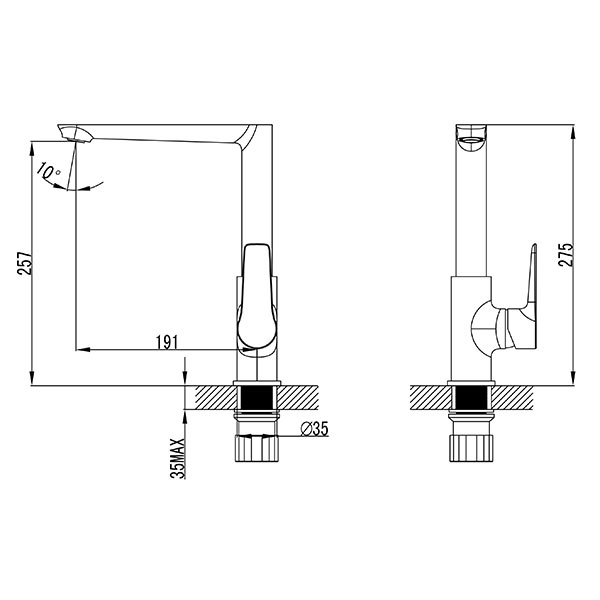 Adore Black/Chrome - standing sink mixer