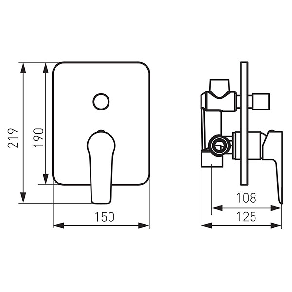 Adore Black/Chrome - built-in shower mixer