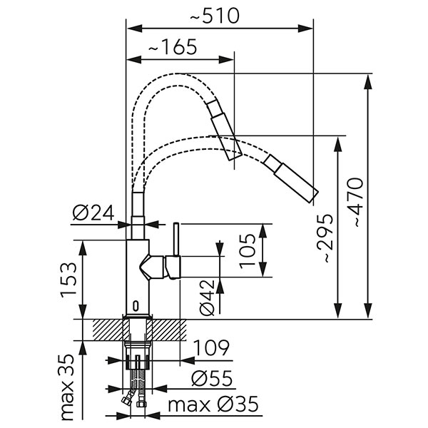 Distanza - Sink sensor mixer with flexible spout and 2-function aerator, black