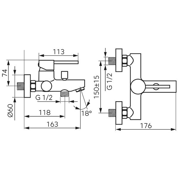 Fiesta Bright Gold - Wall-mounted bath mixer