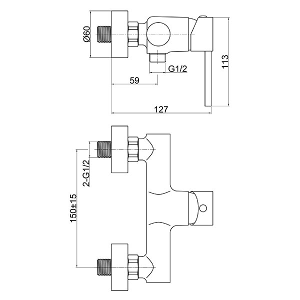 Fiesta - Wall-mounted shower mixer, chrome