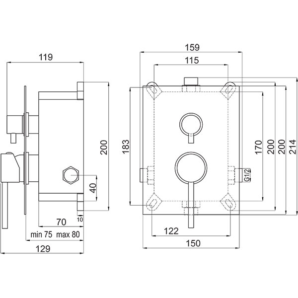 Fiesta - Build-in shower mixer - box kit, chrome