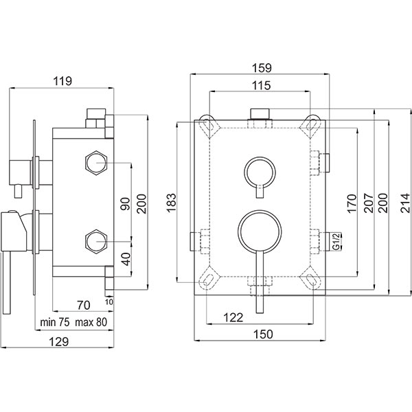 Fiesta - Build-in shower mixer - box kit, chrome