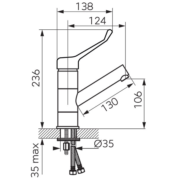 Fiesta Medico - standing washbasin mixer with swivel spout